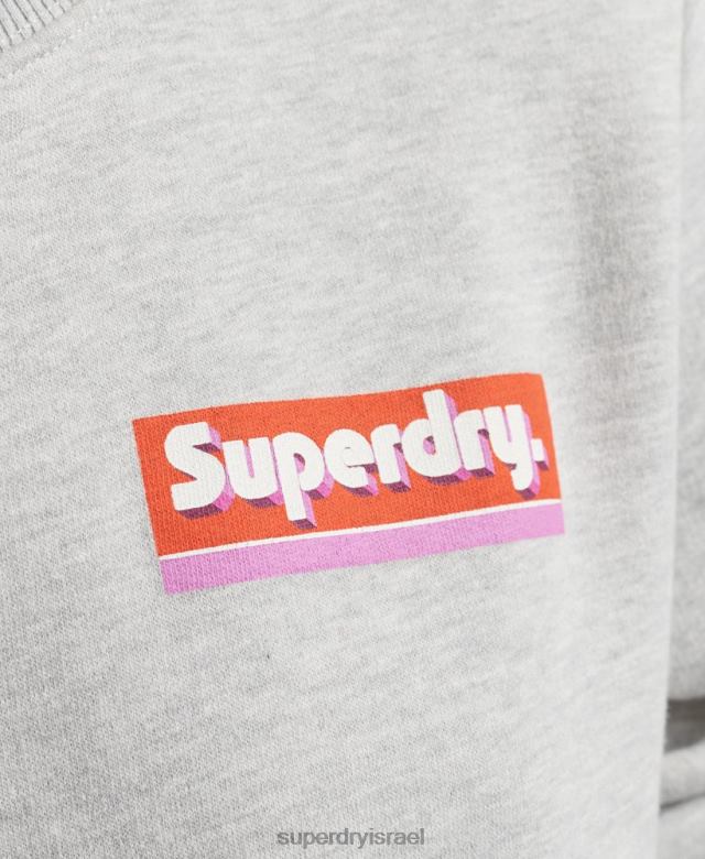 il Superdry נשים סווטשירט לוגו בקופסה בטאבים אפור בהיר 4LX2Z6028 הַלבָּשָׁה