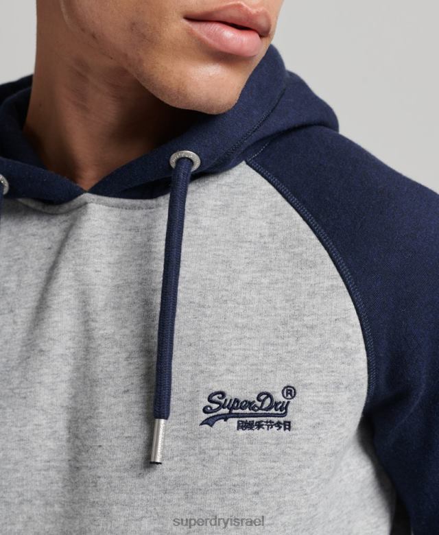 il Superdry גברים קפוצ'ון בייסבול לוגו וינטג' מכותנה אורגנית אפור 4LX2Z602 הַלבָּשָׁה