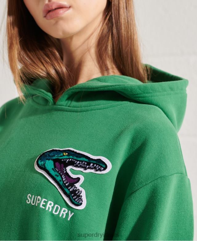 il Superdry נשים קפוצ'ון אוברסייז של פרנצ'ייז מודרני ירוק 4LX2Z6052 הַלבָּשָׁה