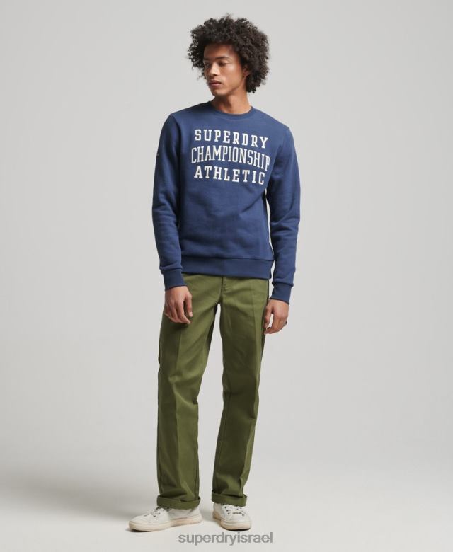 il Superdry גברים סווטשירט אתלטי וינטג' של חדר כושר חיל הים 4LX2Z605 הַלבָּשָׁה