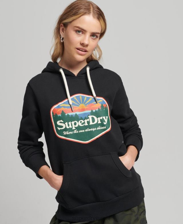 il Superdry נשים קפוצ'ון נסיעות שָׁחוֹר 4LX2Z6070 הַלבָּשָׁה