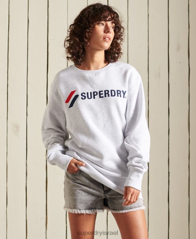 il Superdry נשים סווטשירט רופף עם אפליקציה ספורטיבית אפור בהיר 4LX2Z6077 הַלבָּשָׁה