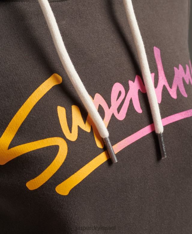 il Superdry נשים קפוצ'ון עם תסריט במרכז העיר אפור כהה 4LX2Z6079 הַלבָּשָׁה