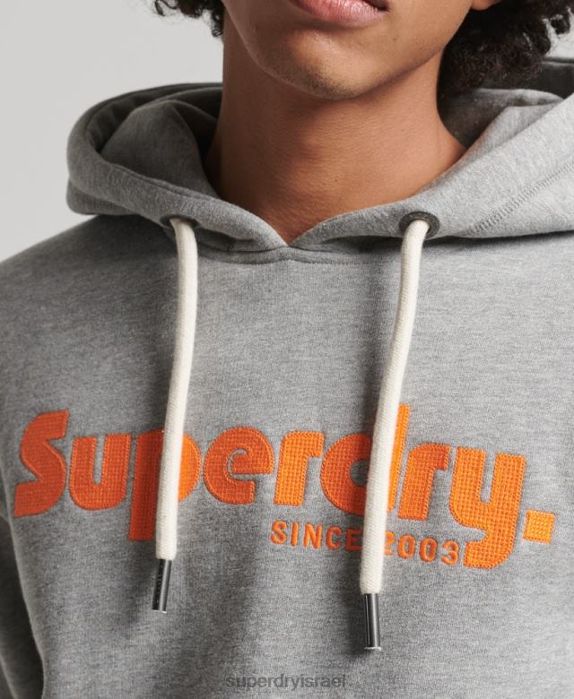 il Superdry גברים קפוצ'ון קלאסי וינטג' אפור בהיר 4LX2Z607 הַלבָּשָׁה