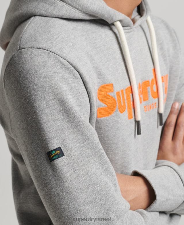 il Superdry גברים קפוצ'ון קלאסי וינטג' אפור בהיר 4LX2Z607 הַלבָּשָׁה