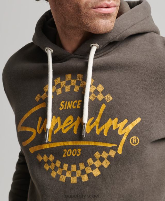 il Superdry גברים קפוצ'ון וינטג' של מעצבים ויצרנים אפור כהה 4LX2Z609 הַלבָּשָׁה