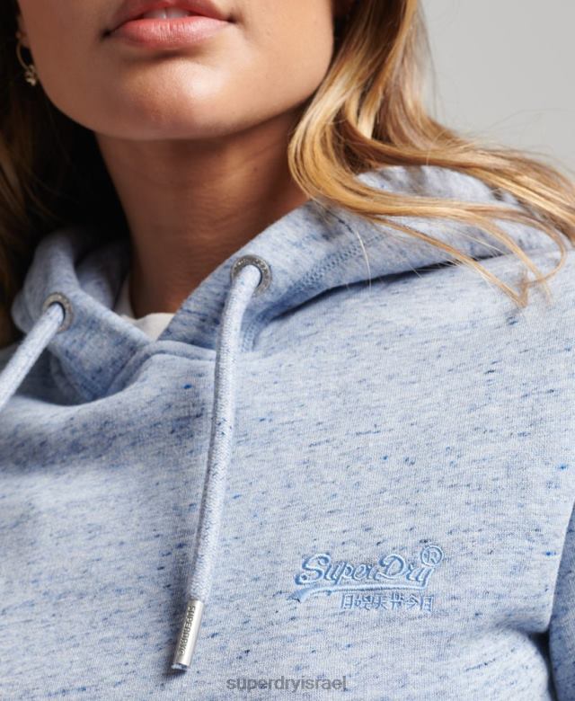 il Superdry נשים קפוצ'ון לוגו חיוני מכותנה אורגנית כחול בהיר 4LX2Z6117 הַלבָּשָׁה