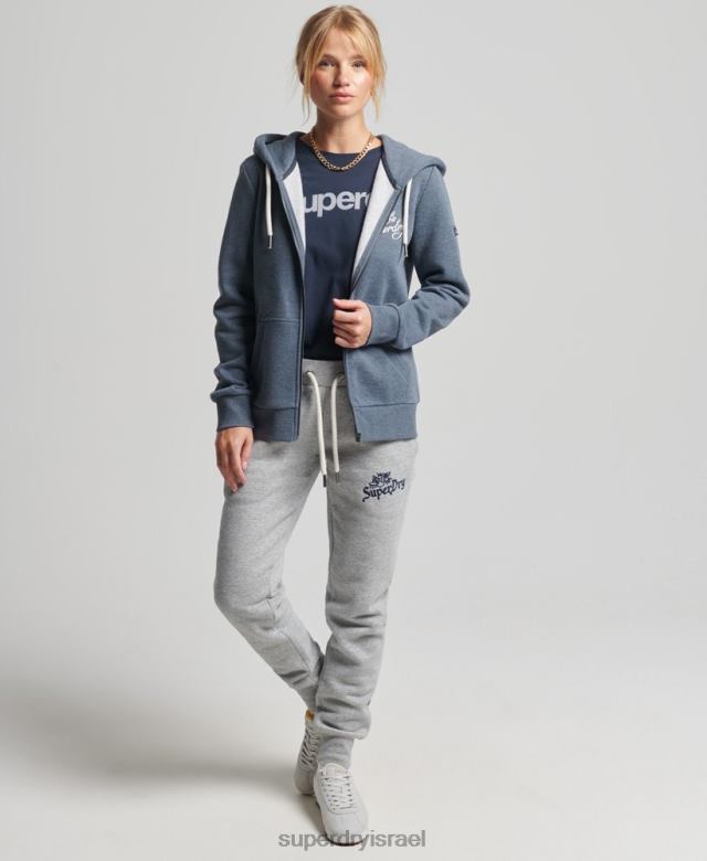 il Superdry נשים קפוצ'ון רוכסן מלאכת יד וינטג' חיל הים 4LX2Z6123 הַלבָּשָׁה