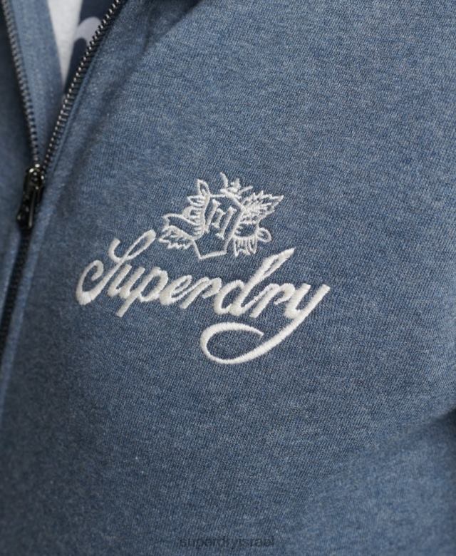 il Superdry נשים קפוצ'ון רוכסן מלאכת יד וינטג' חיל הים 4LX2Z6123 הַלבָּשָׁה