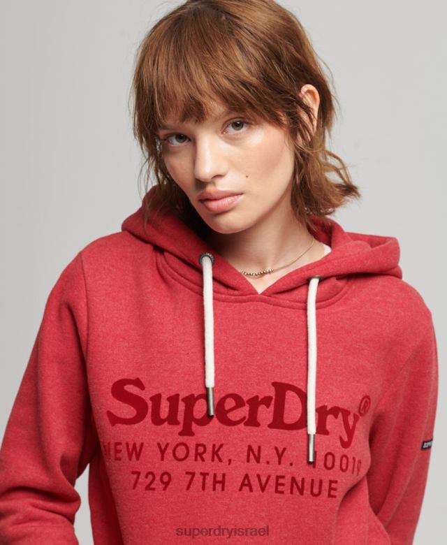 il Superdry נשים קפוצ'ון ריבית מקום אָדוֹם 4LX2Z6126 הַלבָּשָׁה