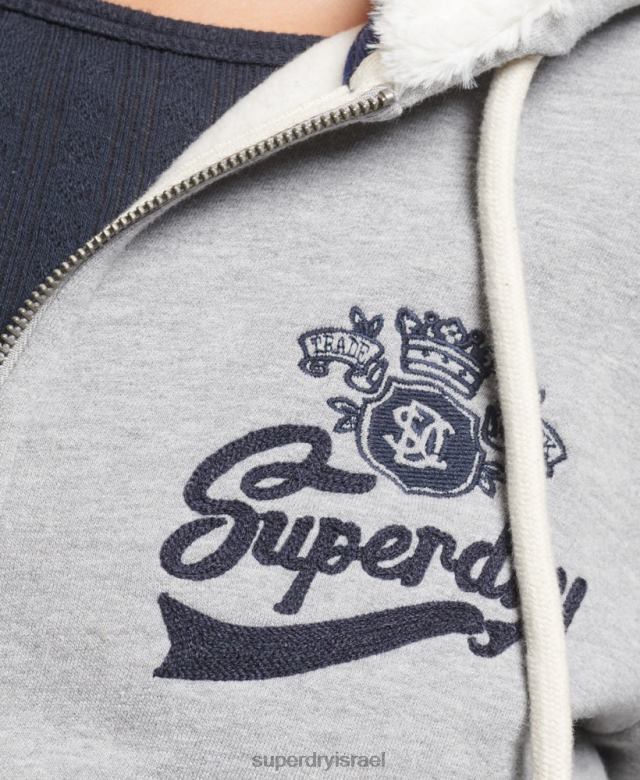 il Superdry נשים קפוצ'ון רוכסן גאווה ומלאכת יד אפור 4LX2Z6154 הַלבָּשָׁה