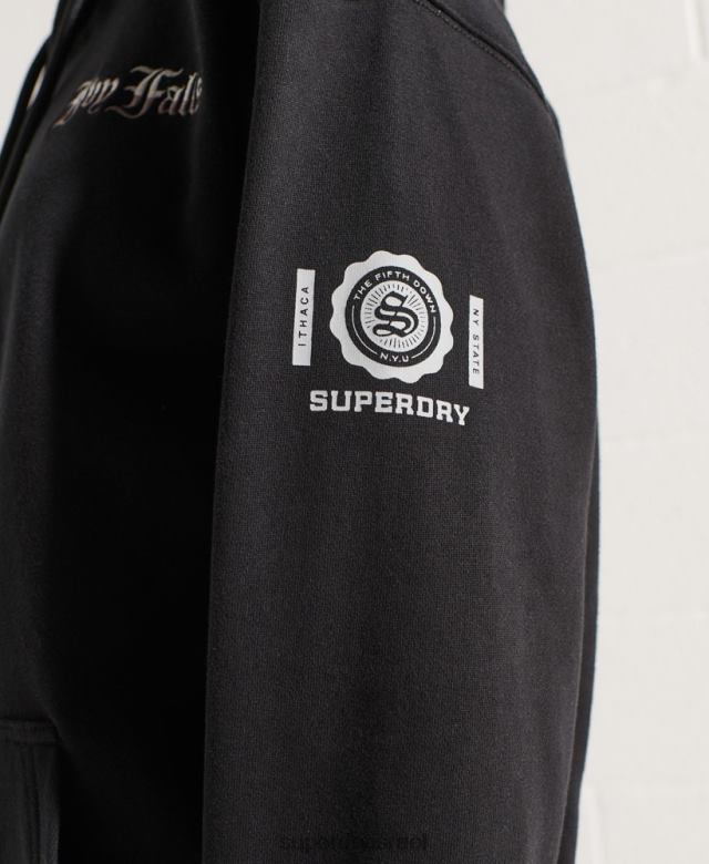 il Superdry נשים קפוצ'ון גרפי של קולג' שָׁחוֹר 4LX2Z6173 הַלבָּשָׁה