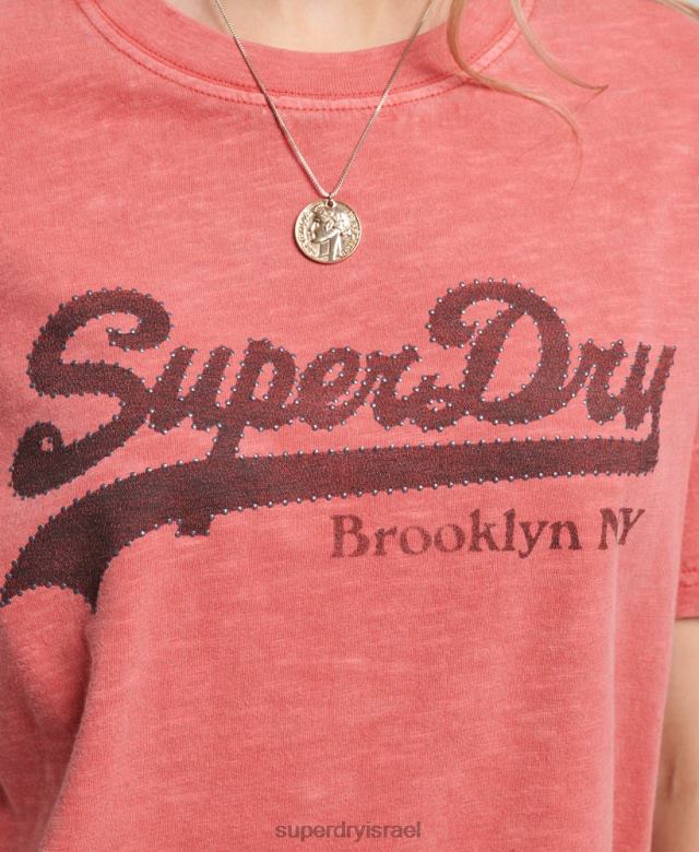 il Superdry נשים חולצת טי מעוטרת עם לוגו גרפי אָדוֹם 4LX2Z6193 הַלבָּשָׁה