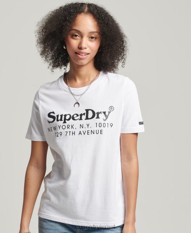 il Superdry נשים חולצת טריקו אינטרס מקום וינטג' לבן 4LX2Z6202 הַלבָּשָׁה