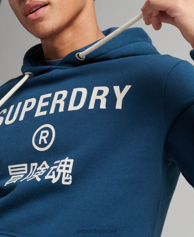 il Superdry גברים קפוצ'ון חוואר לוגו תאגיד כְּחוֹל 4LX2Z620 הַלבָּשָׁה