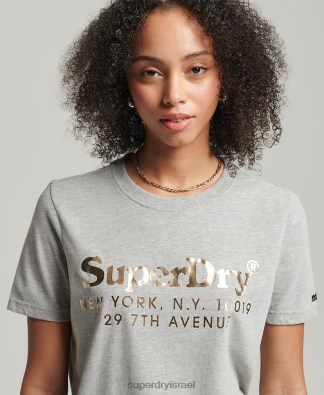 il Superdry נשים חולצת טריקו אינטרס מקום וינטג' אפור 4LX2Z6215 הַלבָּשָׁה