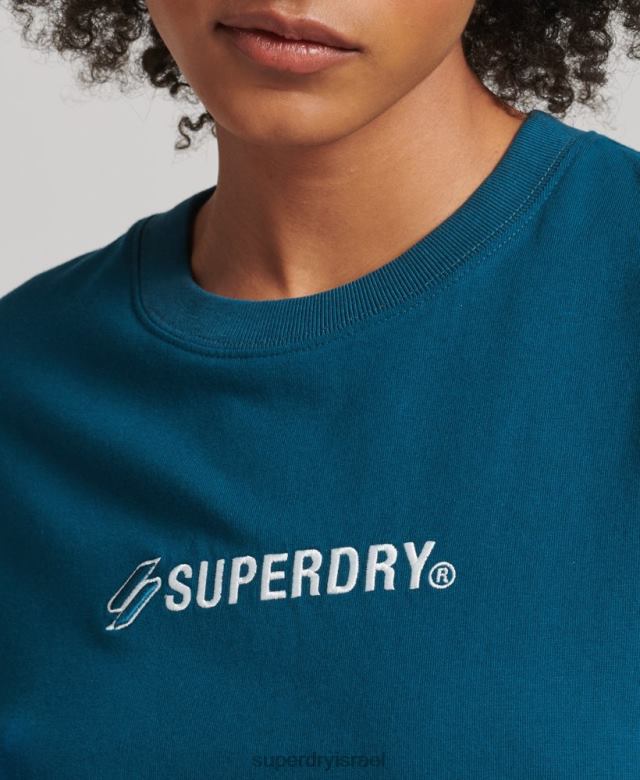 il Superdry נשים חולצת טריקו רפויה עם אפליקציית לוגו כְּחוֹל 4LX2Z6234 הַלבָּשָׁה