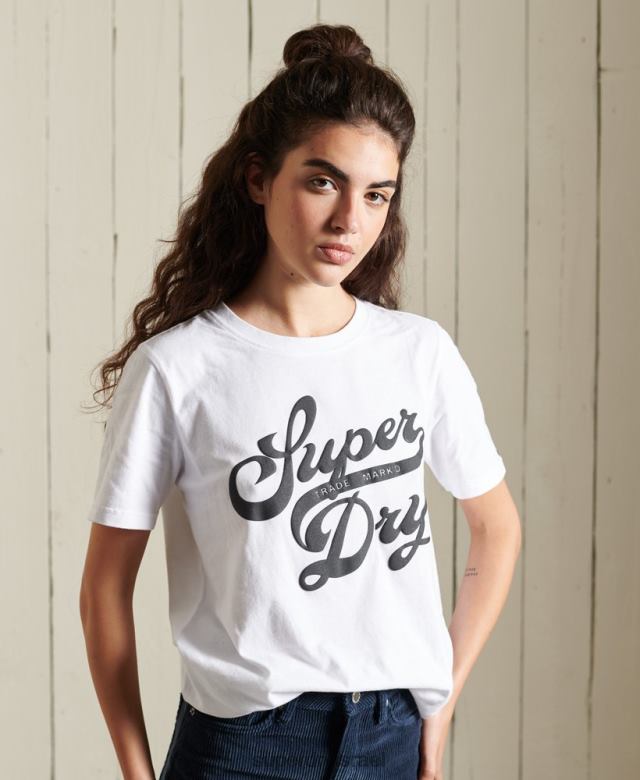 il Superdry נשים חולצה שחורה לבן 4LX2Z6269 הַלבָּשָׁה