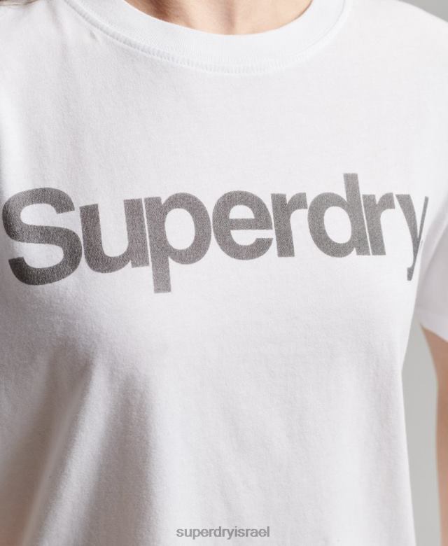 il Superdry נשים חולצת טריקו לוגו ליבה לבן 4LX2Z6279 הַלבָּשָׁה