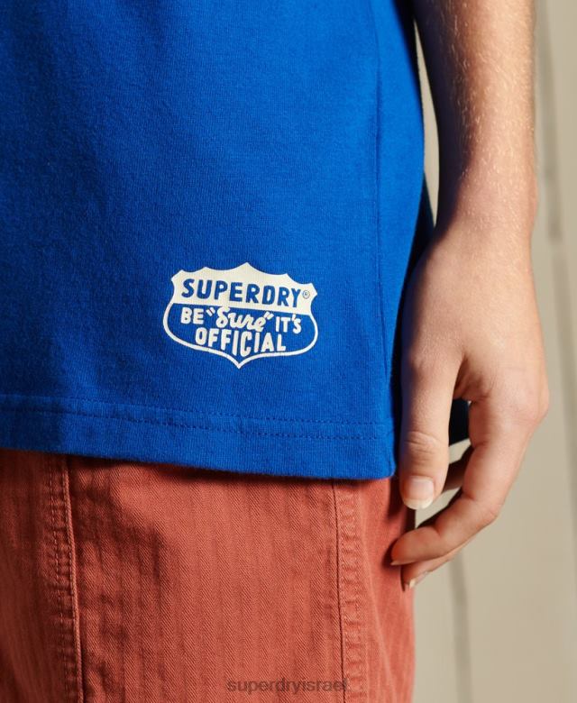 il Superdry נשים חולצת בוהו ורוק במידות גדולות כחול כהה 4LX2Z6295 הַלבָּשָׁה