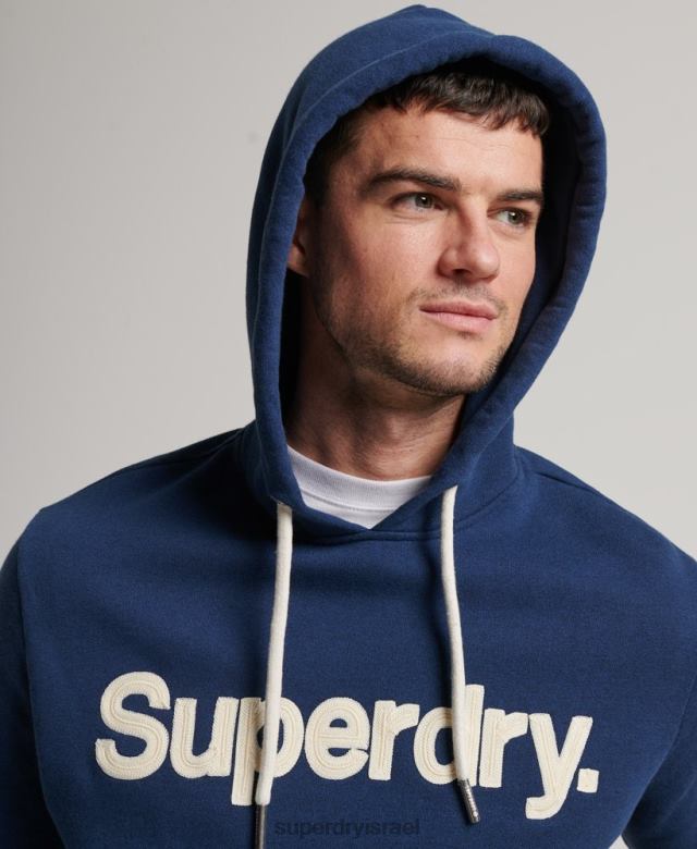 il Superdry גברים קפוצ'ון קלאסי עם לוגו ליבה וינטג' כְּחוֹל 4LX2Z629 הַלבָּשָׁה