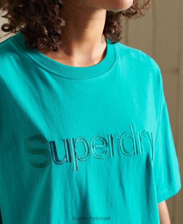 il Superdry נשים חולצת טריקו מקור לוגו ליבה ירוק 4LX2Z6303 הַלבָּשָׁה