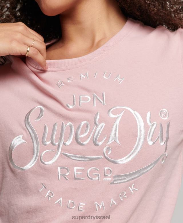 il Superdry נשים חולצת טריקו רקומה עם כתב פרימיום וָרוֹד 4LX2Z6307 הַלבָּשָׁה