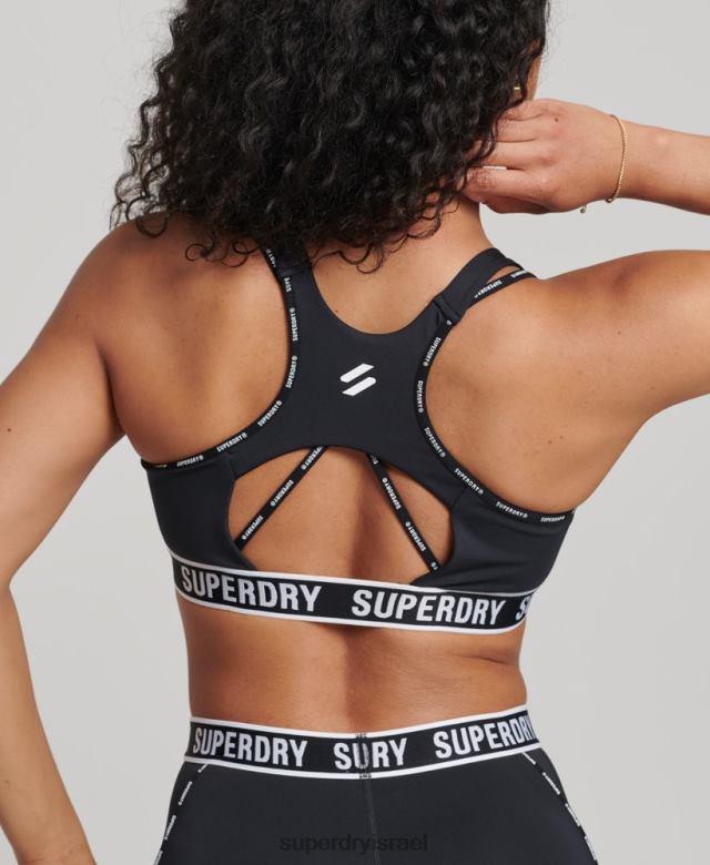 il Superdry נשים חזייה אלסטית ממותגת הרכבת שָׁחוֹר 4LX2Z6325 הַלבָּשָׁה