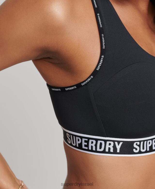 il Superdry נשים חזייה אלסטית ממותגת הרכבת שָׁחוֹר 4LX2Z6325 הַלבָּשָׁה