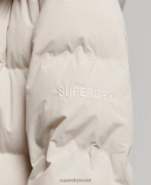 il Superdry נשים ז'קט מרופד בקו ארוך של רכבת בז' 4LX2Z6328 הַלבָּשָׁה