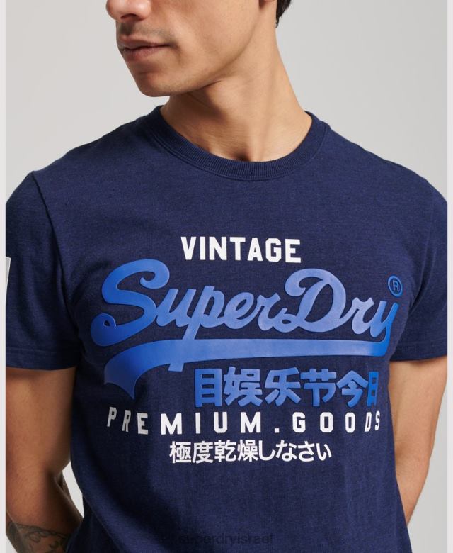 il Superdry גברים חולצת טי לוגו גרפי קלאסי מכותנה אורגנית כחול כהה 4LX2Z6358 הַלבָּשָׁה