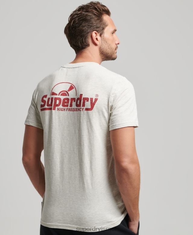 il Superdry גברים חולצת טריקו של חברת תקליטים וינטג' אפור 4LX2Z6359 הַלבָּשָׁה