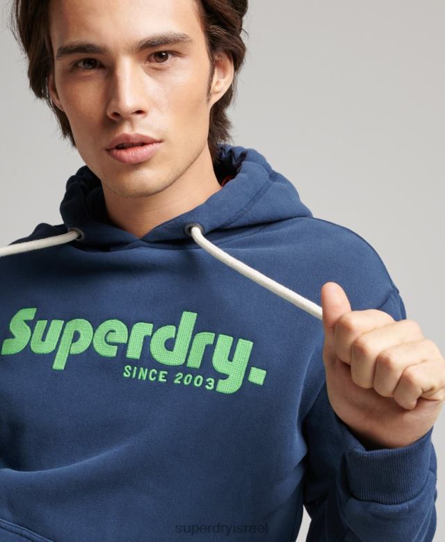 il Superdry גברים קפוצ'ון קלאסי וינטג' חיל הים 4LX2Z637 הַלבָּשָׁה