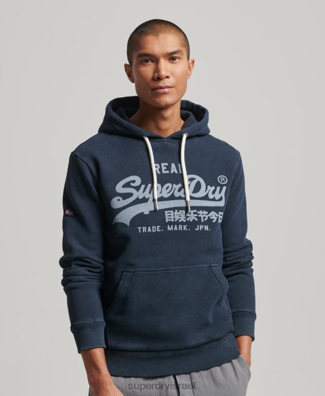 il Superdry גברים קפוצ'ון לוגו וינטג' חיל הים 4LX2Z649 הַלבָּשָׁה