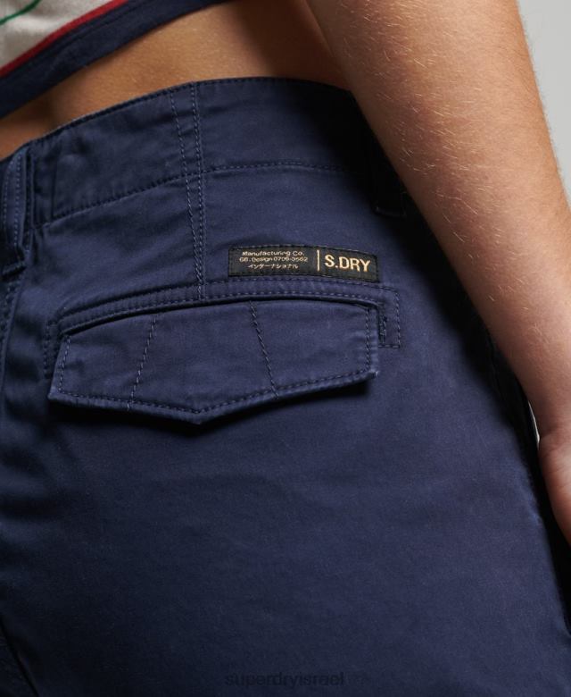 il Superdry נשים מכנסי קרגו דקים מכותנה אורגנית חיל הים 4LX2Z6512 הַלבָּשָׁה