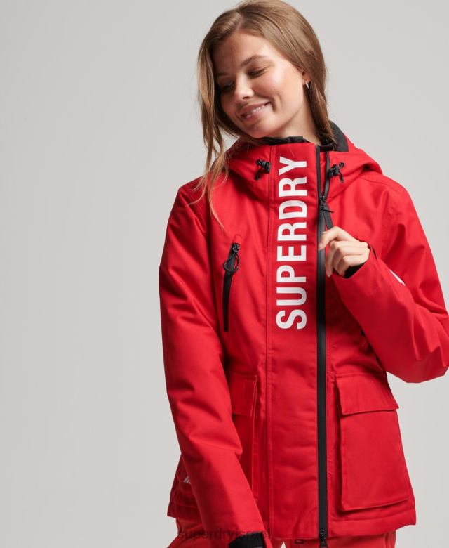 il Superdry נשים מעיל חילוץ סקי אָדוֹם 4LX2Z6530 הַלבָּשָׁה