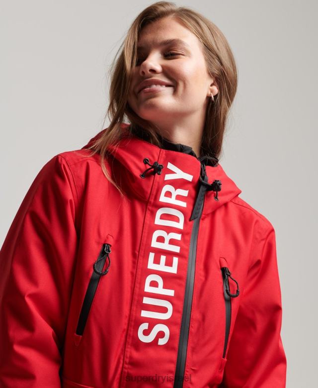 il Superdry נשים מעיל חילוץ סקי אָדוֹם 4LX2Z6530 הַלבָּשָׁה