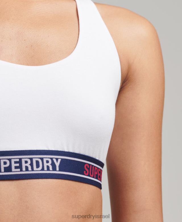 il Superdry נשים ברלט כותנה אורגנית רב לוגו יבול לבן 4LX2Z6546 הַלבָּשָׁה