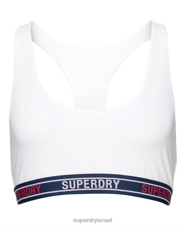 il Superdry נשים ברלט כותנה אורגנית רב לוגו יבול לבן 4LX2Z6546 הַלבָּשָׁה