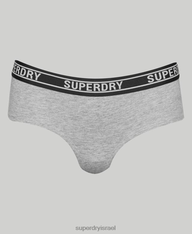 il Superdry נשים תחתוני היפסטר מרובי לוגו מכותנה אורגנית אפור בהיר 4LX2Z6558 הַלבָּשָׁה