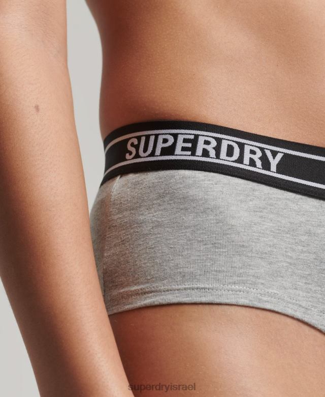 il Superdry נשים תחתוני היפסטר מרובי לוגו מכותנה אורגנית אפור בהיר 4LX2Z6558 הַלבָּשָׁה