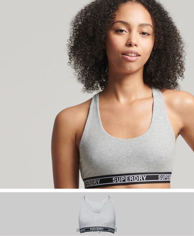 il Superdry נשים ברלט כותנה אורגנית רב לוגו יבול אפור בהיר 4LX2Z6559 הַלבָּשָׁה