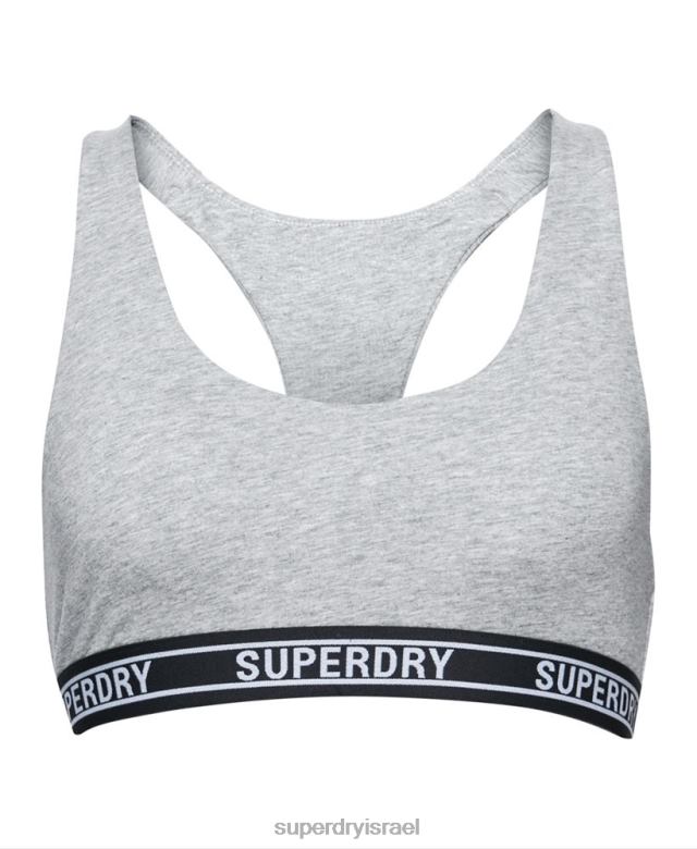 il Superdry נשים ברלט כותנה אורגנית רב לוגו יבול אפור בהיר 4LX2Z6559 הַלבָּשָׁה