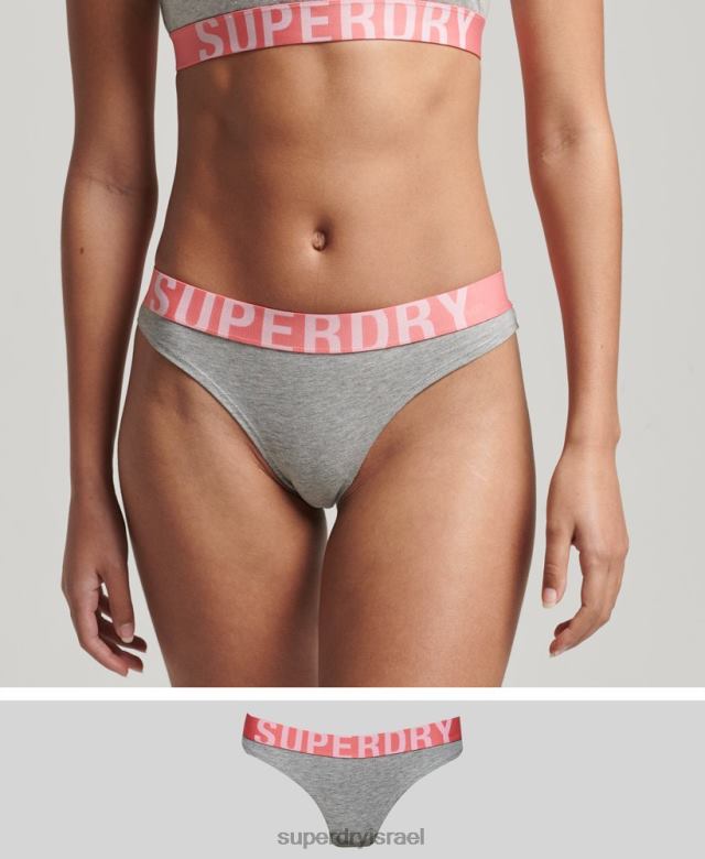 il Superdry נשים תחתוני ביקיני גדולים מכותנה אורגנית אפור בהיר 4LX2Z6561 הַלבָּשָׁה