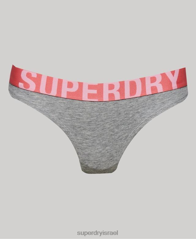 il Superdry נשים תחתוני ביקיני גדולים מכותנה אורגנית אפור בהיר 4LX2Z6561 הַלבָּשָׁה