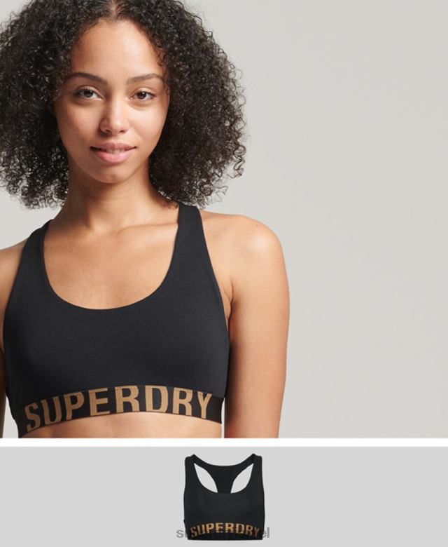 il Superdry נשים ברלט לוגו גדול מכותנה אורגנית שָׁחוֹר 4LX2Z6565 הַלבָּשָׁה