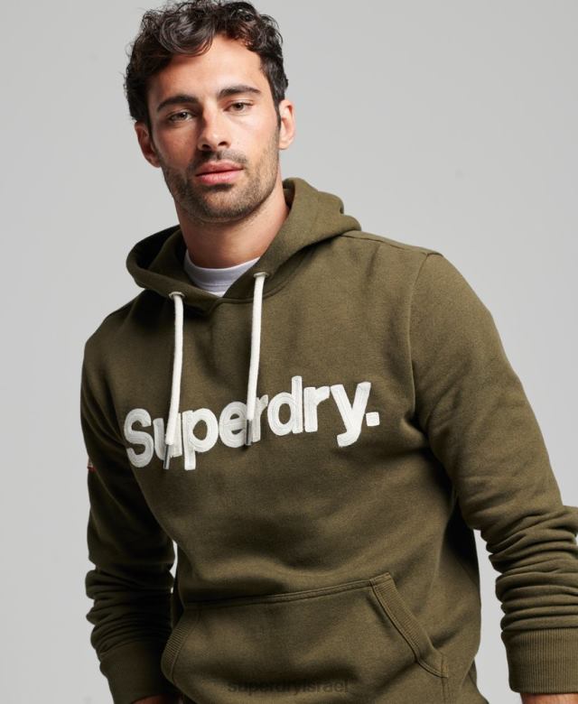 il Superdry גברים קפוצ'ון קלאסי עם לוגו ליבה וינטג' ירוק 4LX2Z659 הַלבָּשָׁה