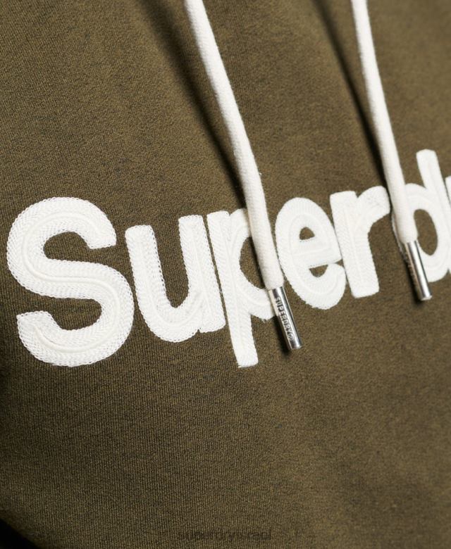 il Superdry גברים קפוצ'ון קלאסי עם לוגו ליבה וינטג' ירוק 4LX2Z659 הַלבָּשָׁה