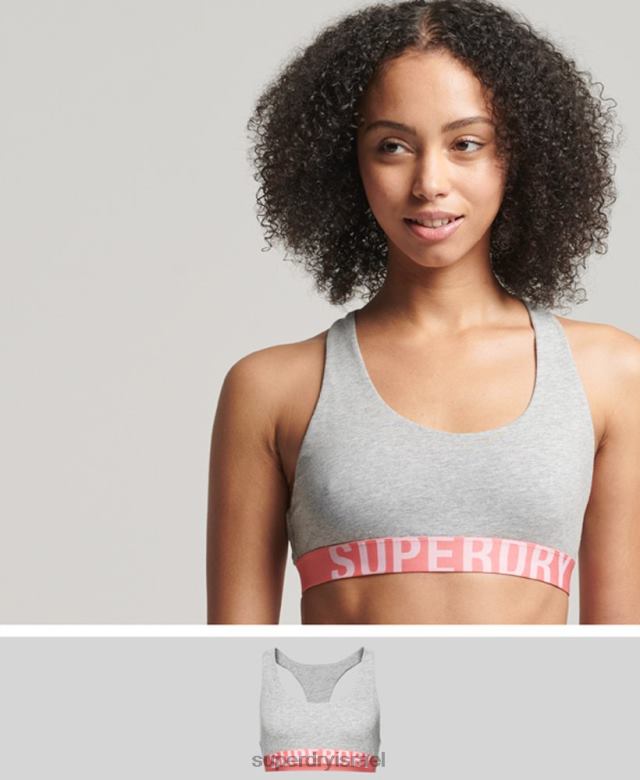 il Superdry נשים ברלט לוגו גדול מכותנה אורגנית אפור בהיר 4LX2Z6622 הַלבָּשָׁה