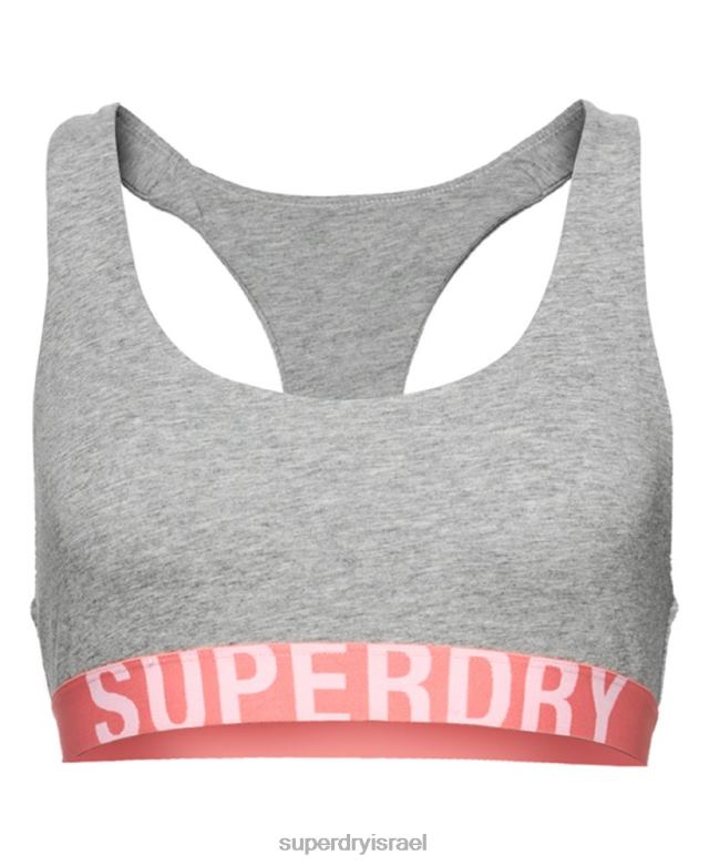 il Superdry נשים ברלט לוגו גדול מכותנה אורגנית אפור בהיר 4LX2Z6622 הַלבָּשָׁה